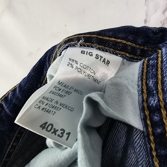 Bigstar Jeans Mens 40 X 31 B Type III Easy Denim Dark Wash Straight Leg - Picture 4 of 12